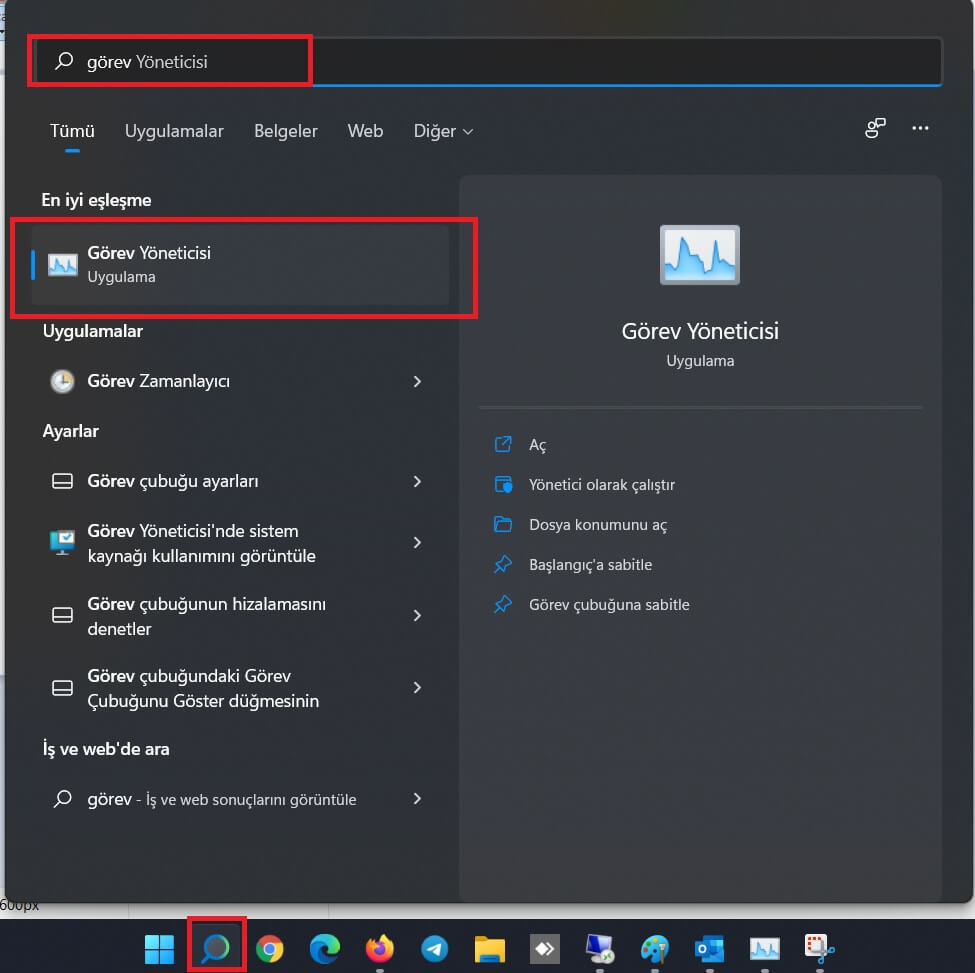 windows 11 gorev yoneticisi acma